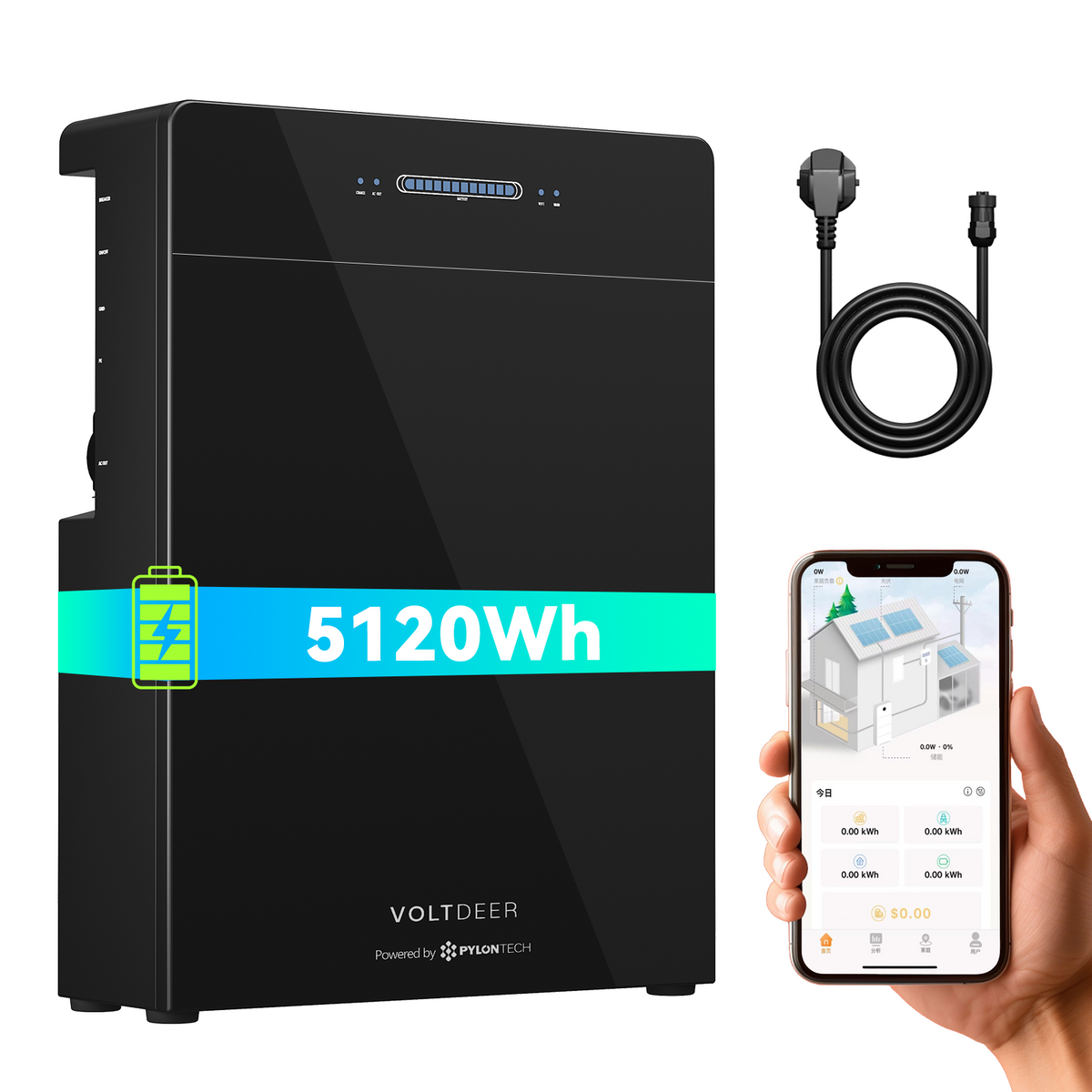 Voltdeer SR5000 5.12kWh Balcony Solar Storage System | Powered by PYLONTECH 2000W PV & 2400W AC All-in-One Power Station (IP65)